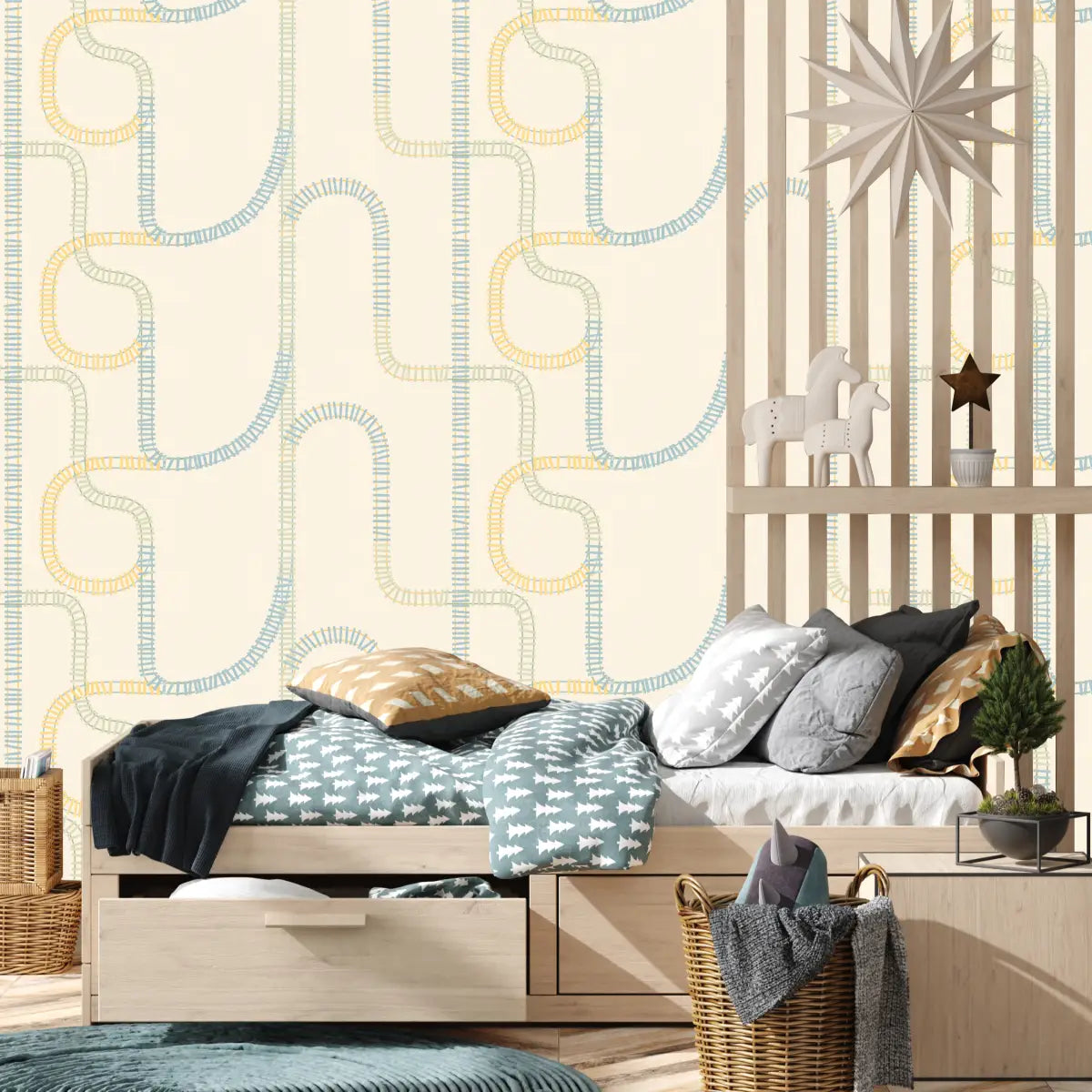 Danny Wallpaper - Train Tracks for Kids - by House of Haricot - Loomwell Home Goods