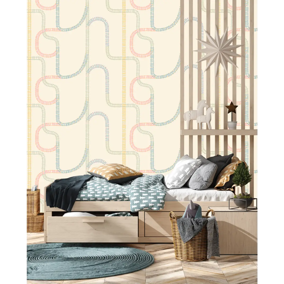 Danny Wallpaper - Train Tracks for Kids - by House of Haricot - Loomwell Home Goods