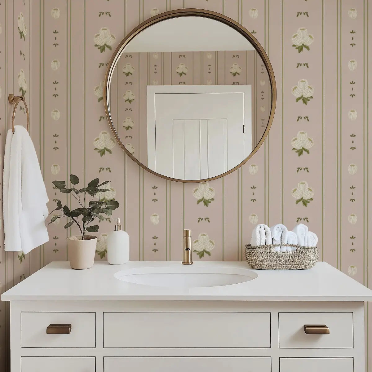 Darby Wallpaper - Flowers Bunch Stripe - by Mackenzie Nelson - Loomwell Home Goods