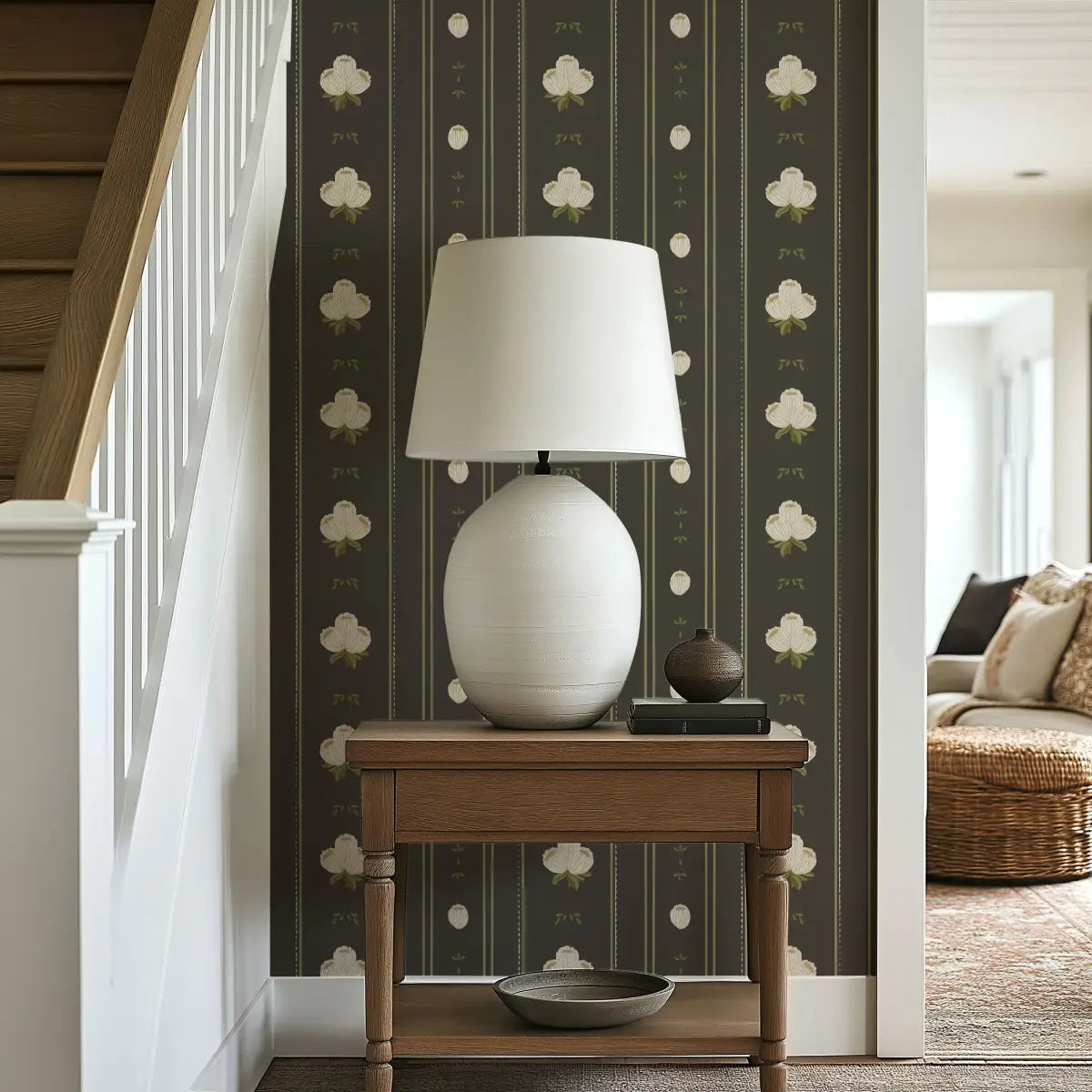 Darby Wallpaper - Flowers Bunch Stripe - by Mackenzie Nelson - Loomwell Home Goods