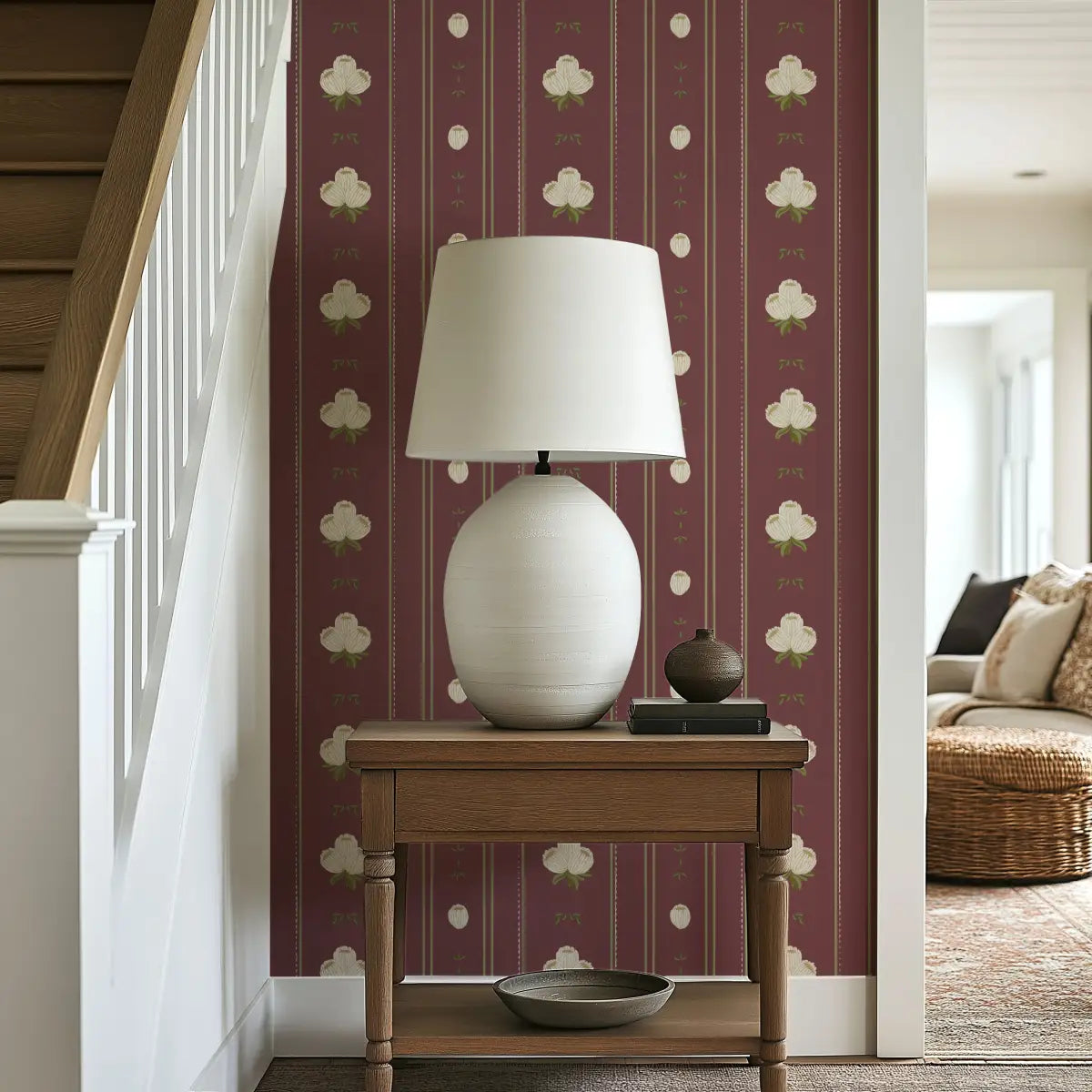 Darby Wallpaper - Flowers Bunch Stripe - by Mackenzie Nelson - Loomwell Home Goods