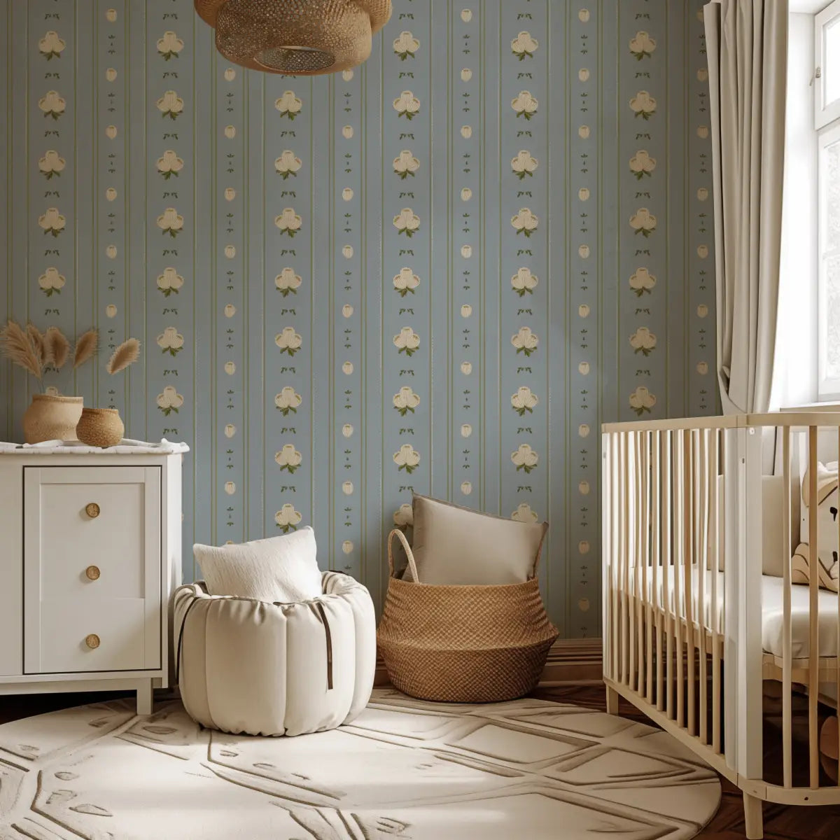 Darby Wallpaper - Flowers Bunch Stripe - by Mackenzie Nelson - Loomwell Home Goods