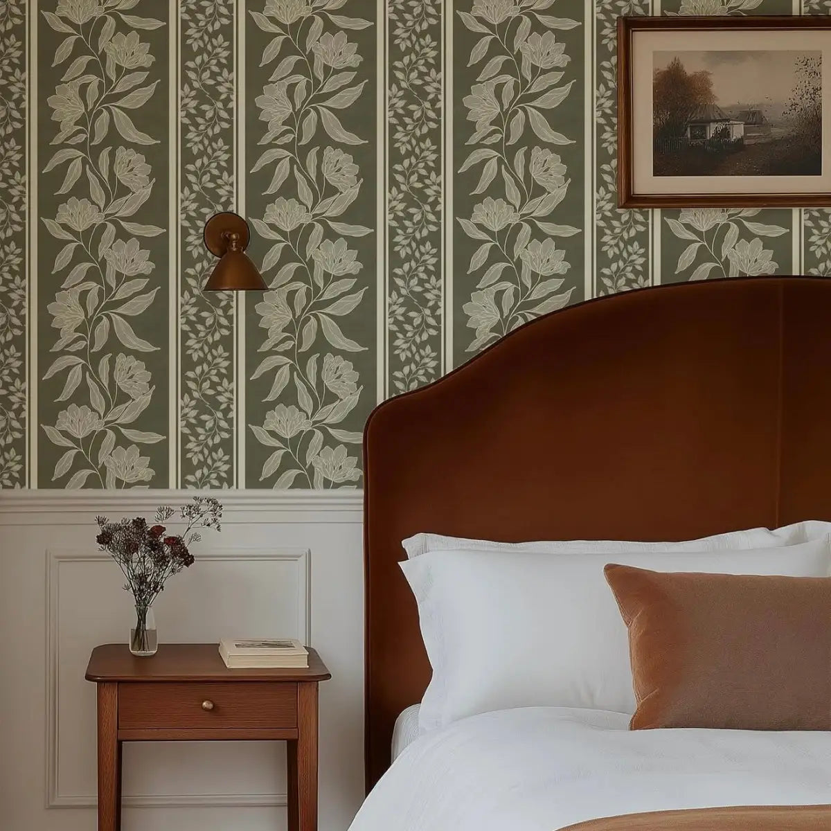 Dare Wallpaper - Traditional Flower Stripe - by Taddy Mikelaites - Loomwell Home Goods