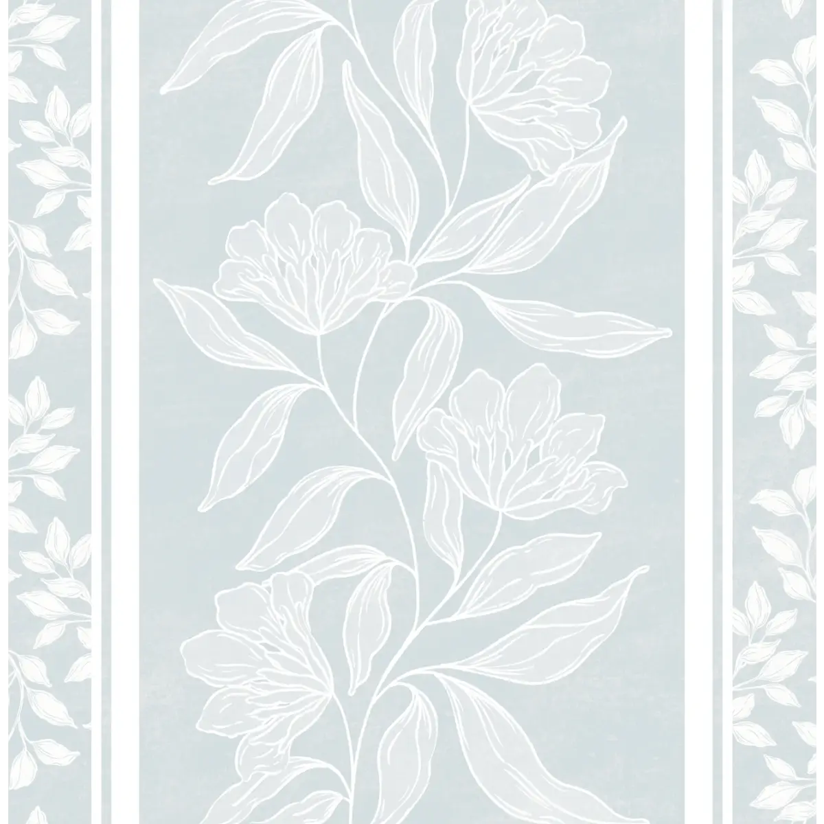 Dare Wallpaper - Traditional Flower Stripe - by Taddy Mikelaites - Sample 1 foot by 1 foot / Light Blue - Loomwell Home