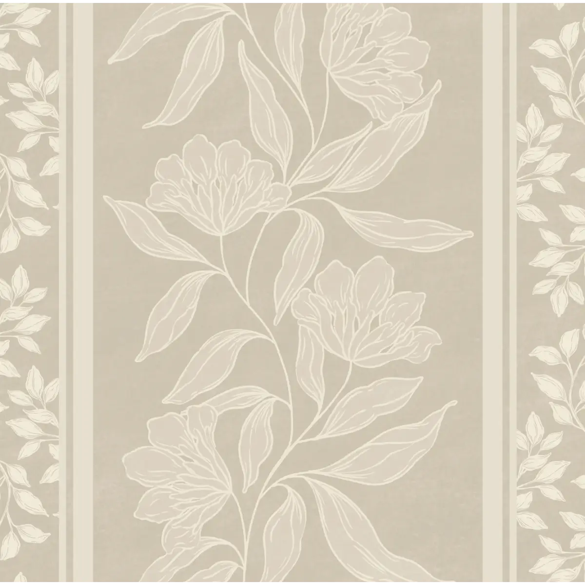 Dare Wallpaper - Traditional Flower Stripe - by Taddy Mikelaites - Sample 1 foot by 1 foot / Light Neutral - Loomwell