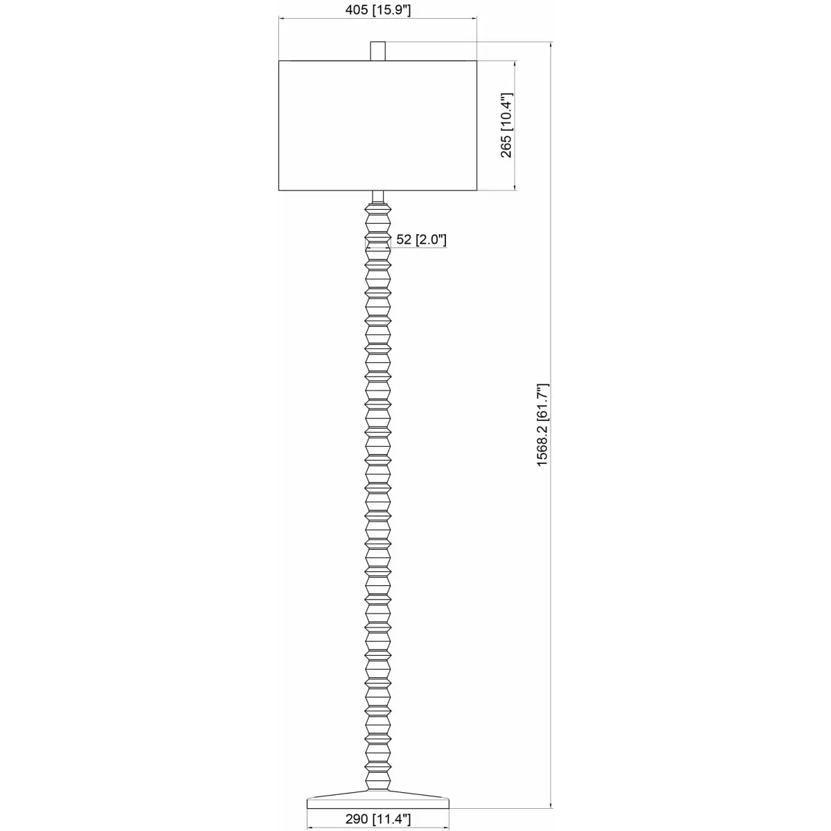 Dark Brown Beaded Wood Floor Lamp - 61’’H x 16’’W x 16’’D Clip Point - Boutique Rugs