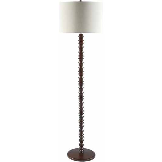 Dark Brown Beaded Wood Floor Lamp - 61’’H x 16’’W x 16’’D Clip Point - Boutique Rugs