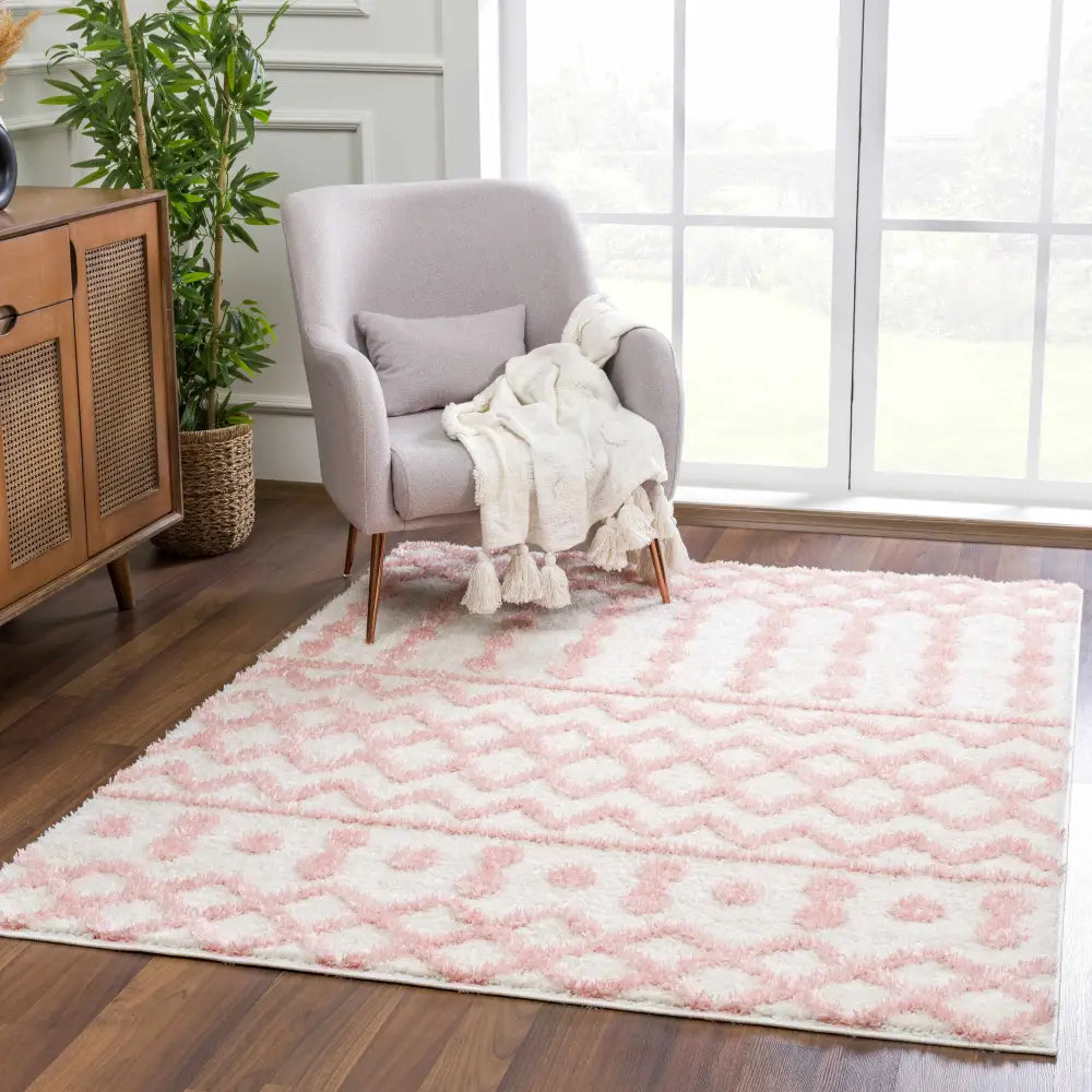 Darva Pink Plush Area Carpet - 5’3’’ x 7’ Rectangle - Boutique Rugs