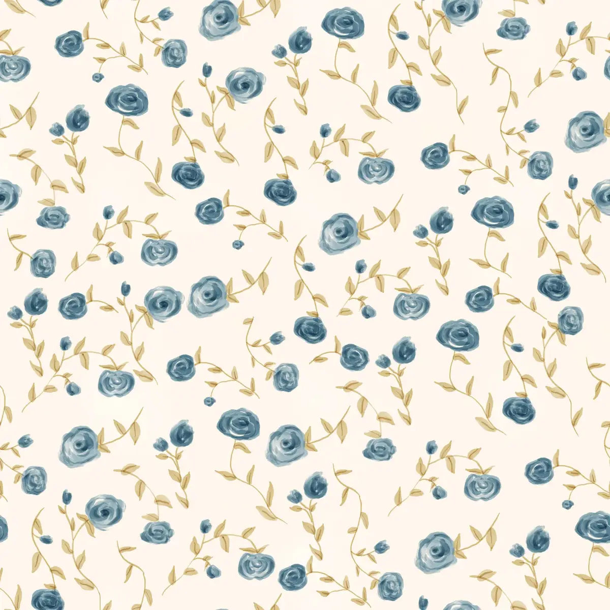Davie Wallpaper - Blue Watercolor Floral - by Christy Beasley - Sample 1 foot by 1 foot - Loomwell Home Goods