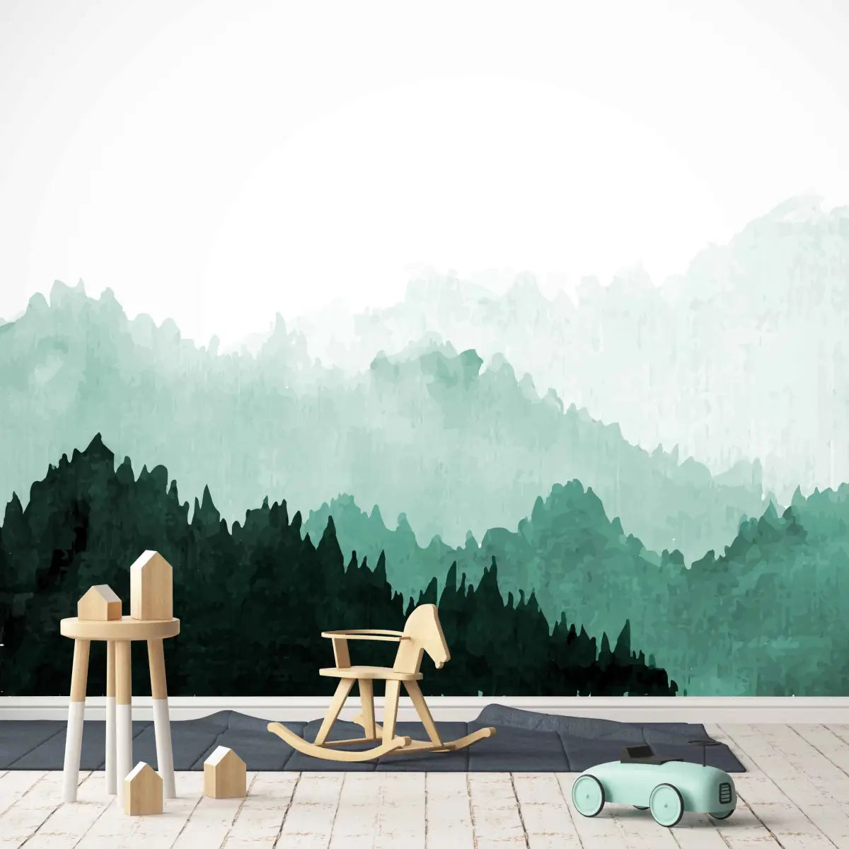 Dawson Wallpaper Mural - Mountain Tree Scene - Sample 1 foot by 1 foot - Loomwell Home Goods