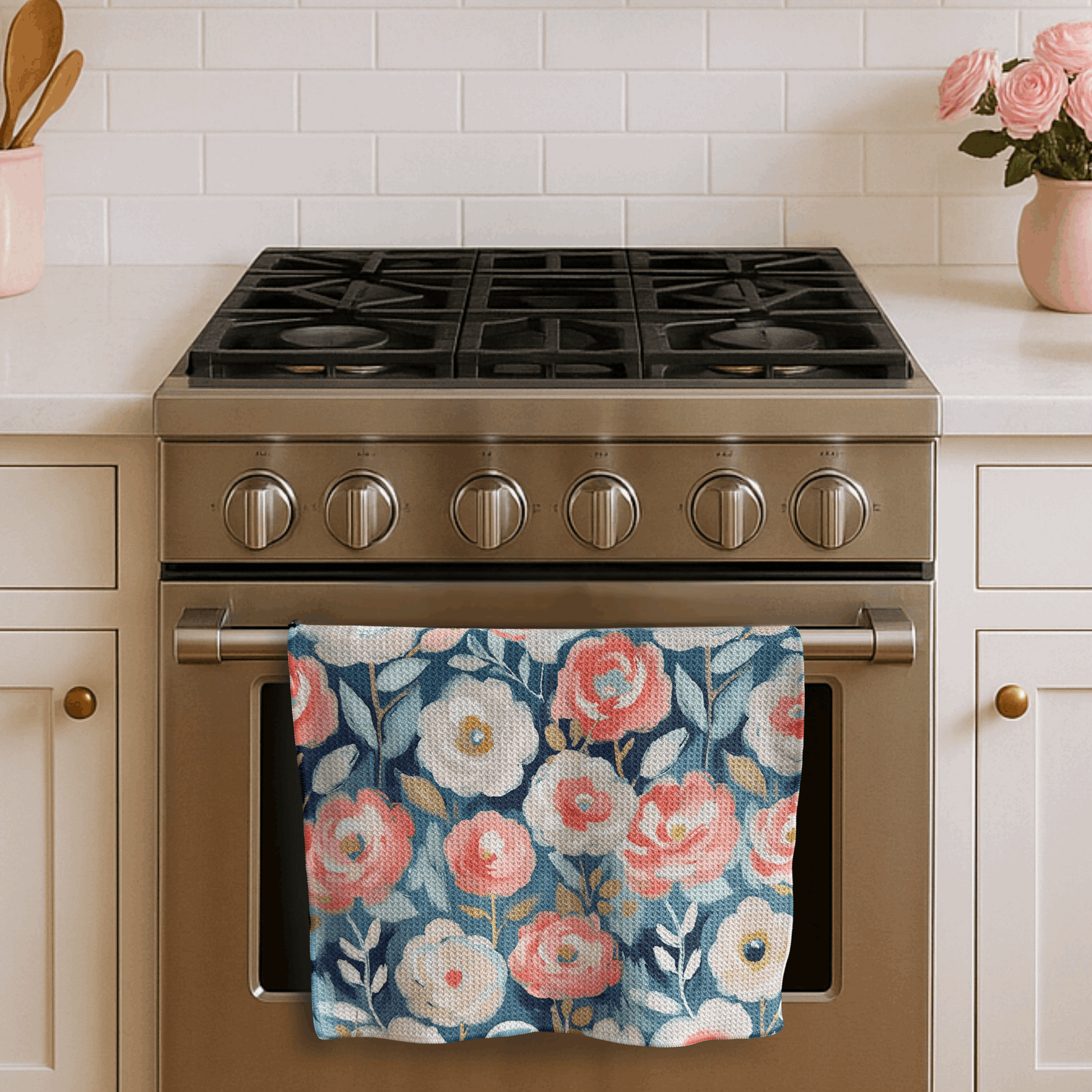 Funny Vintage Floral Kitchen Towel - Cool People Live Here - Urban Smirk