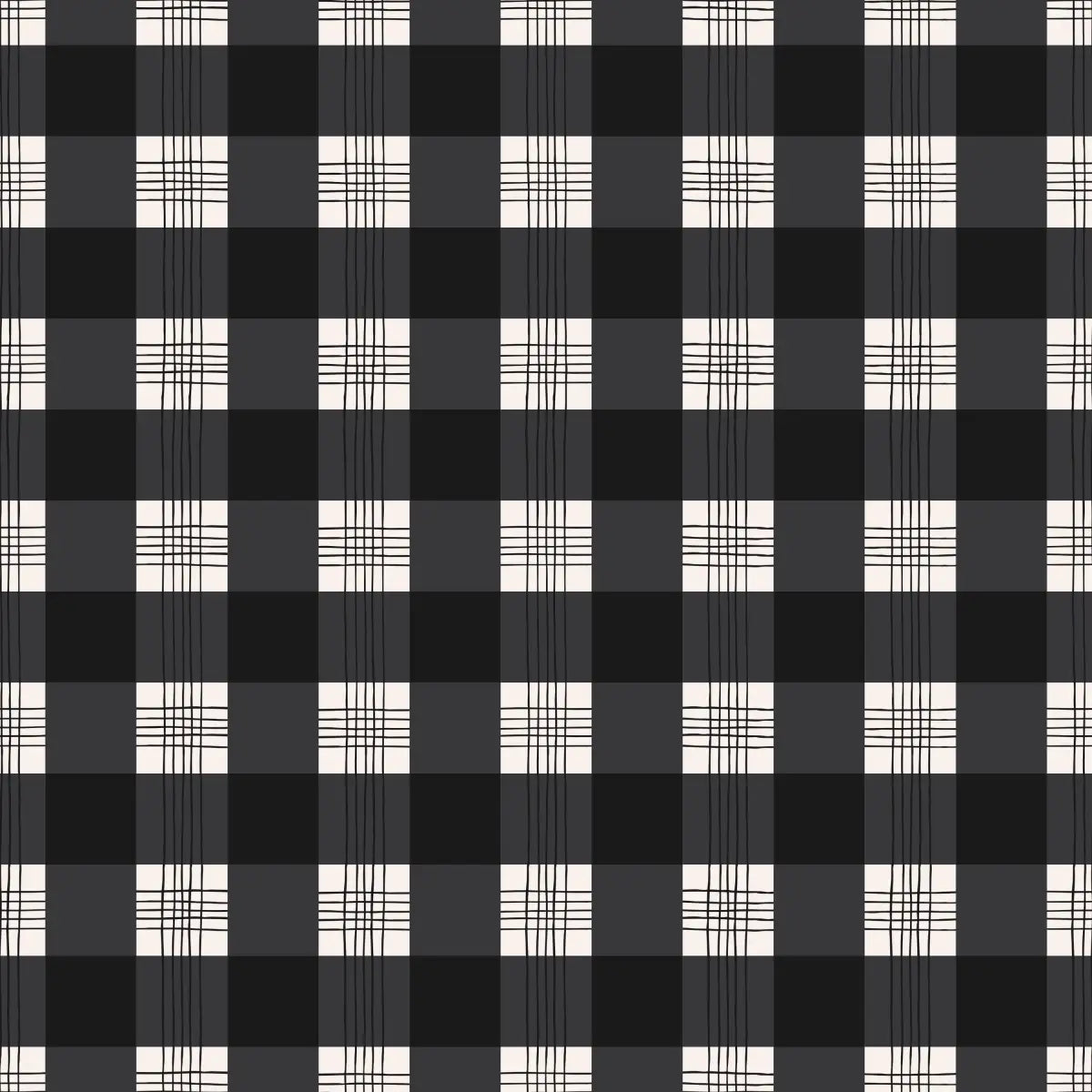 Declan Wallpaper - Traditional Plaid - by Brittany Polatis Design - Sample 1 foot by 1 foot / Black - Loomwell Home
