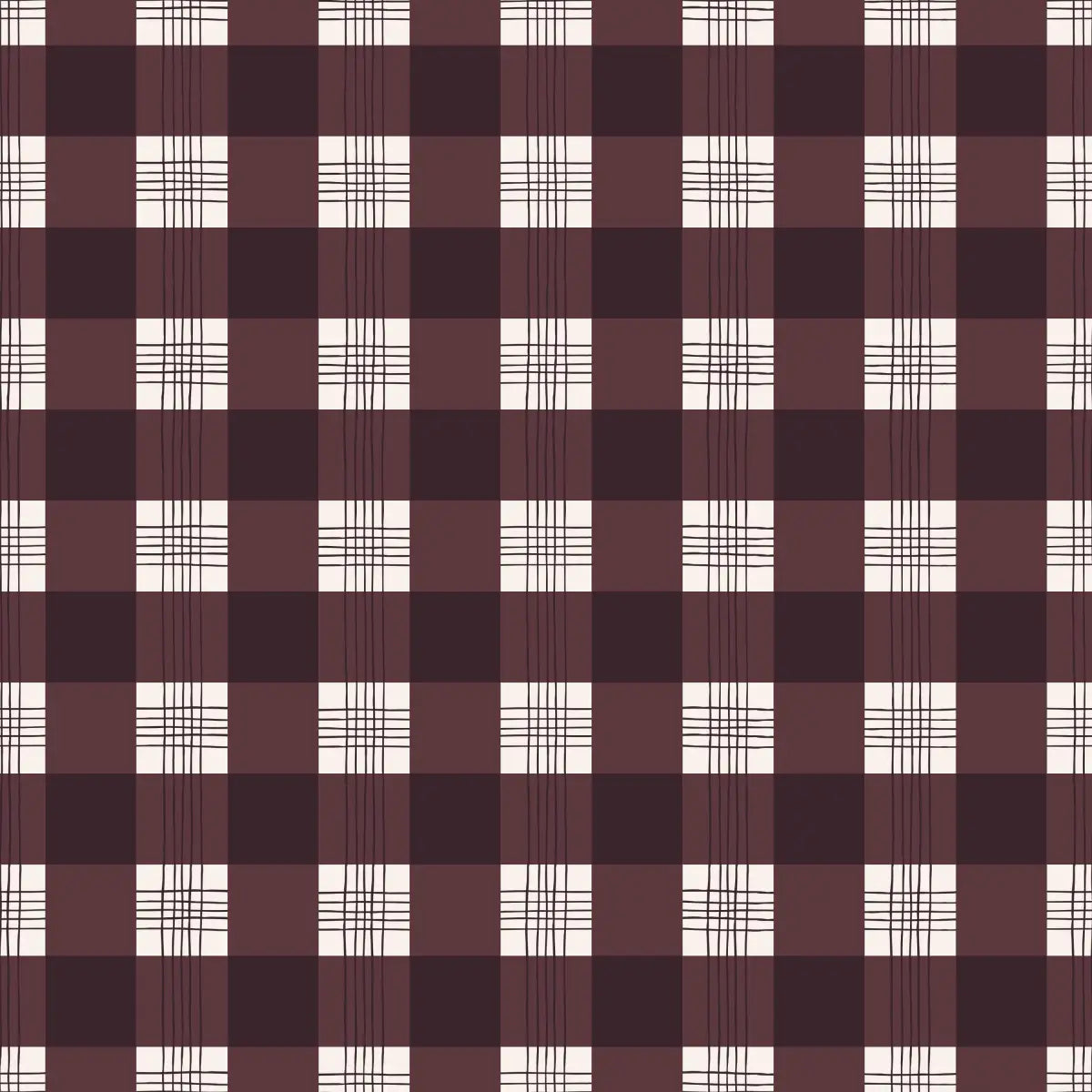 Declan Wallpaper - Traditional Plaid - by Brittany Polatis Design - Sample 1 foot by 1 foot / Burgundy - Loomwell Home