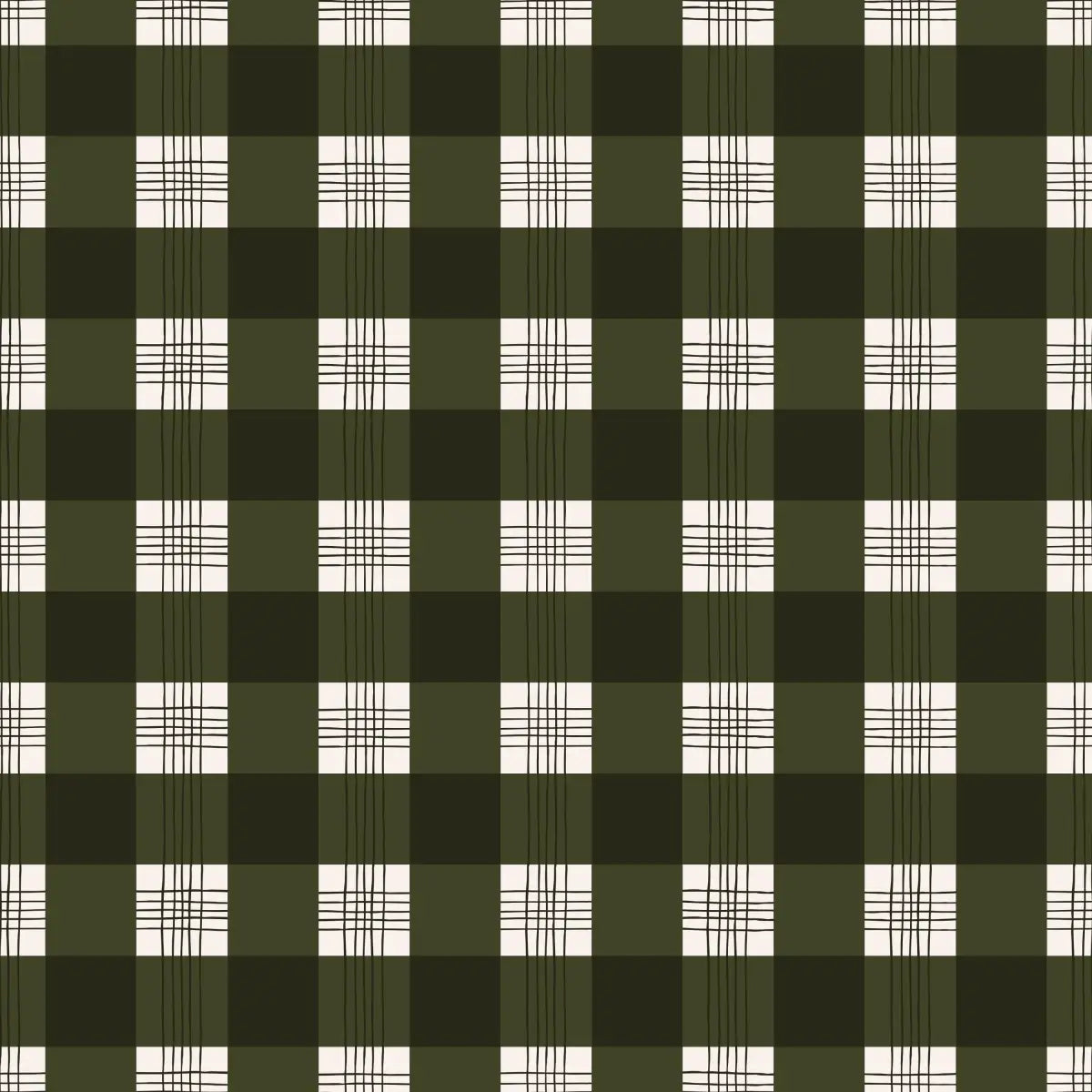 Declan Wallpaper - Traditional Plaid - by Brittany Polatis Design - Sample 1 foot by 1 foot / Dark Green - Loomwell