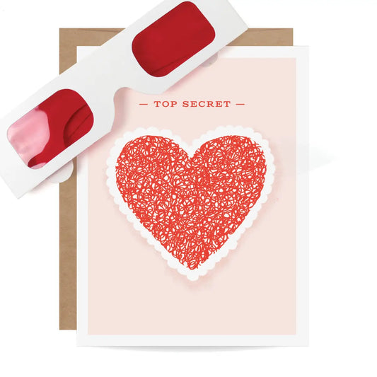 Interactive Greeting Card - Top Secret Decoder Heart - Inklings Paperie
