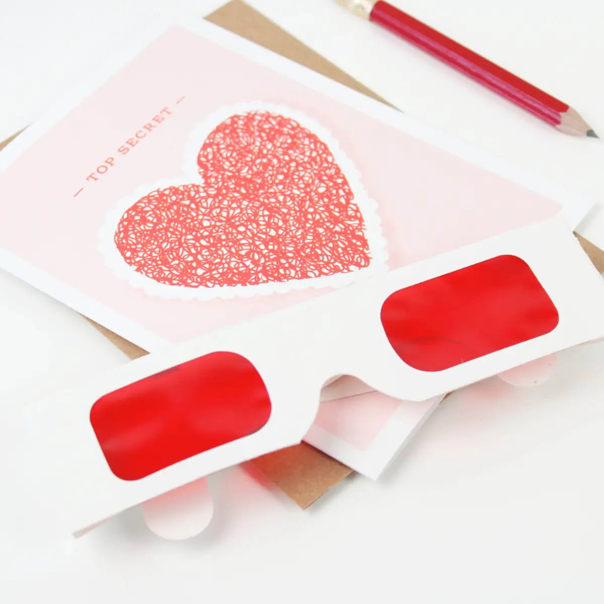 Interactive Greeting Card - Top Secret Decoder Heart - Inklings Paperie