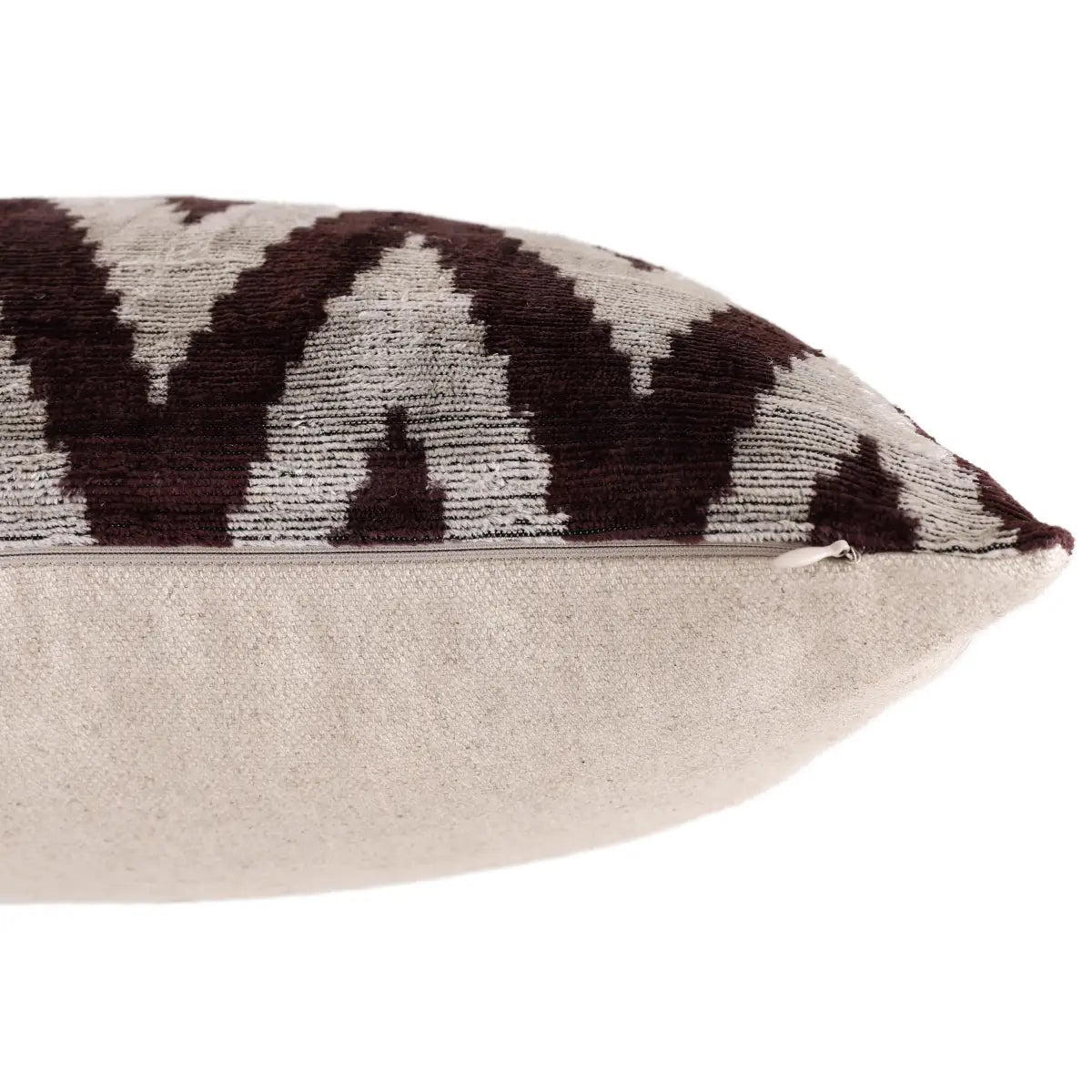 Deep Wine & Silver Chevron Velvet Pillow - 20’’ x 20’’ - Canvello