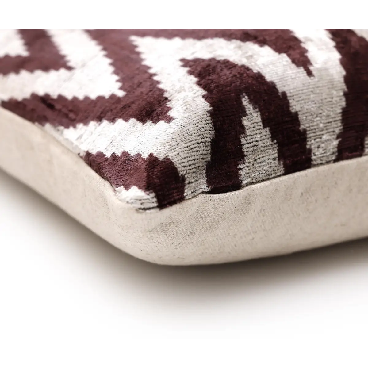 Deep Wine & Silver Chevron Velvet Pillow - 20’’ x 20’’ - Canvello