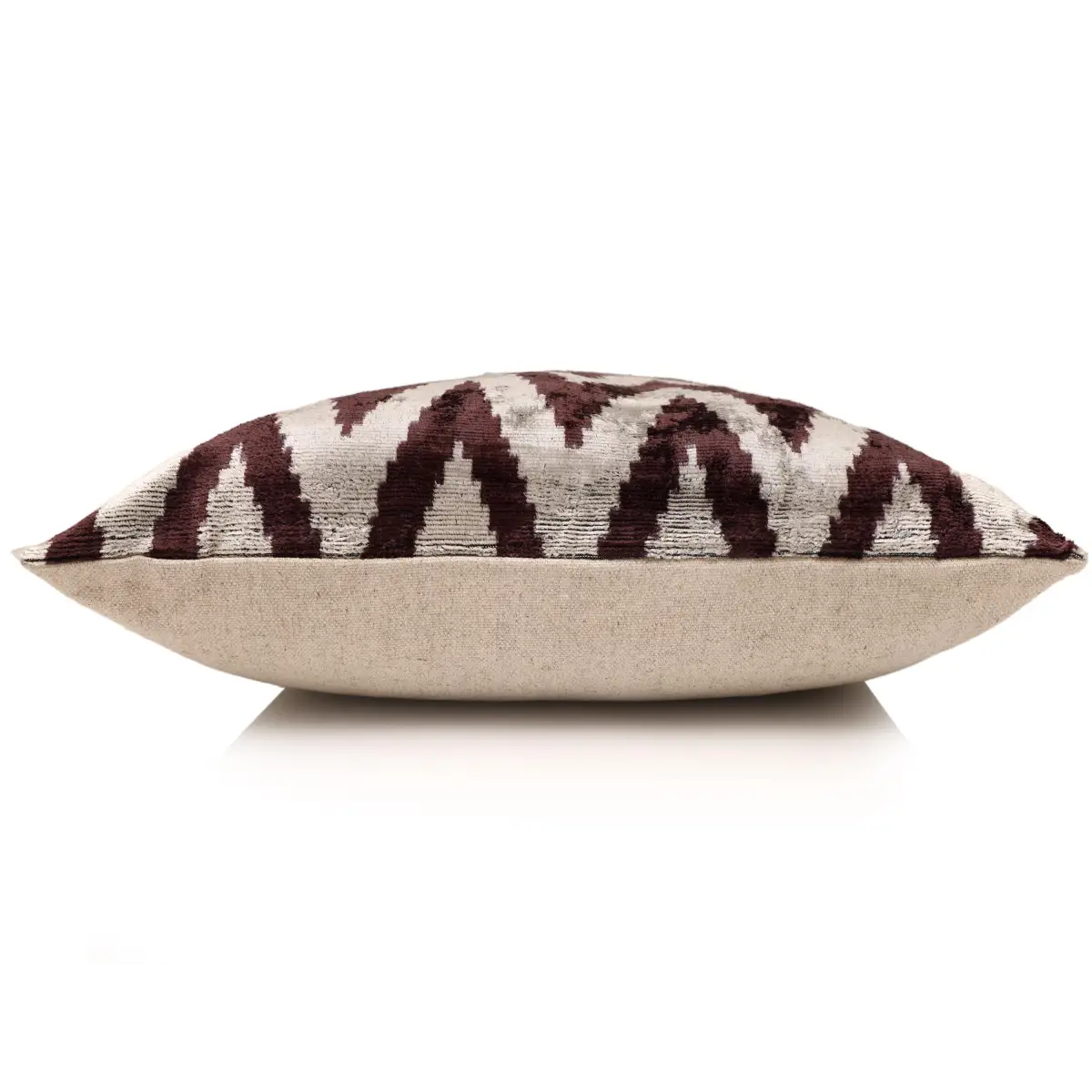 Deep Wine & Silver Chevron Velvet Pillow - 20’’ x 20’’ - Canvello