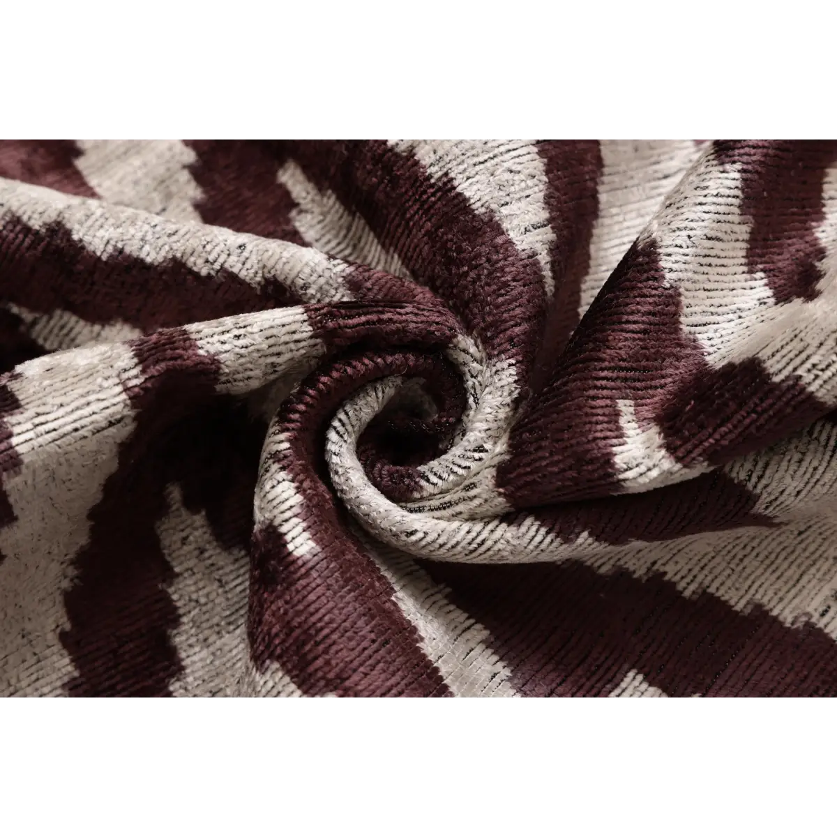 Deep Wine & Silver Chevron Velvet Pillow - 20’’ x 20’’ - Canvello