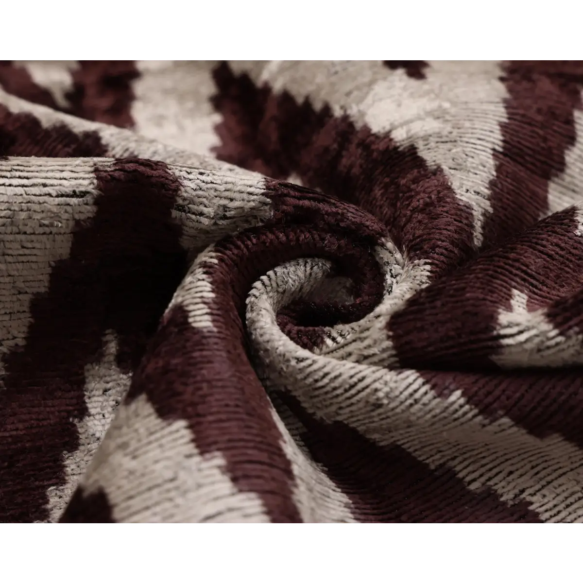 Deep Wine & Silver Chevron Velvet Pillow - 20’’ x 20’’ - Canvello
