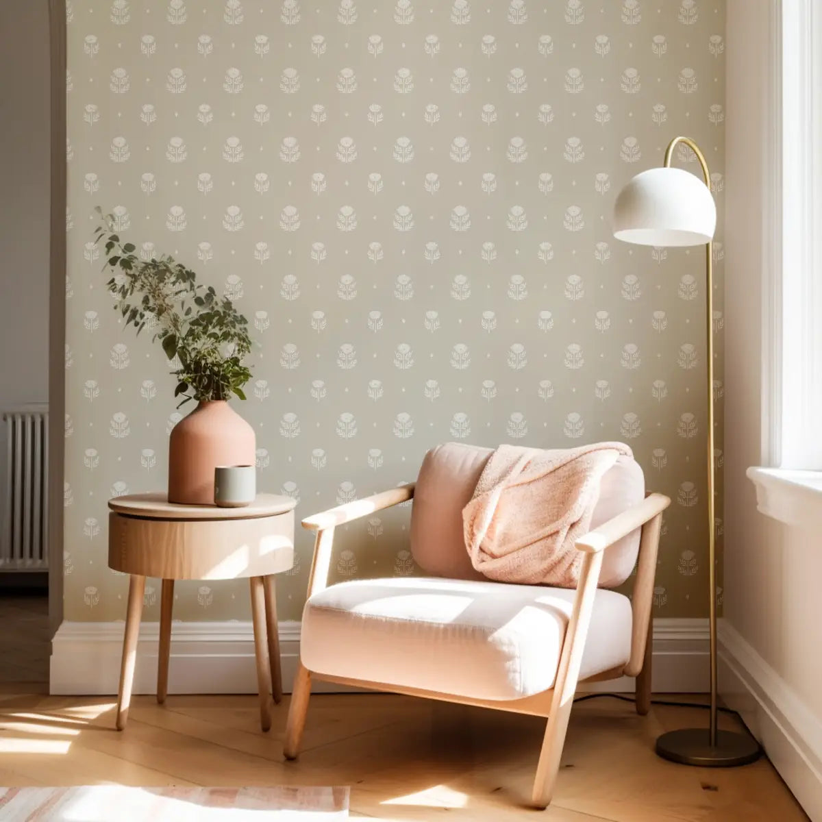 Delaney Wallpaper - Folk Flower Print - by Mackenzie Nelson - Loomwell Home Goods