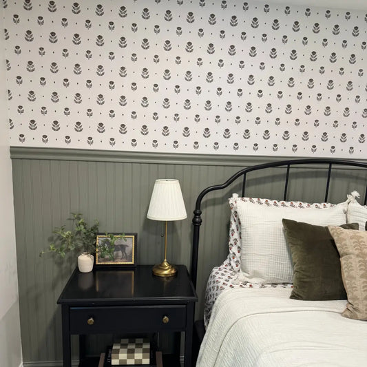 Delaney Wallpaper - Folk Flower Print - by Mackenzie Nelson - Loomwell Home Goods