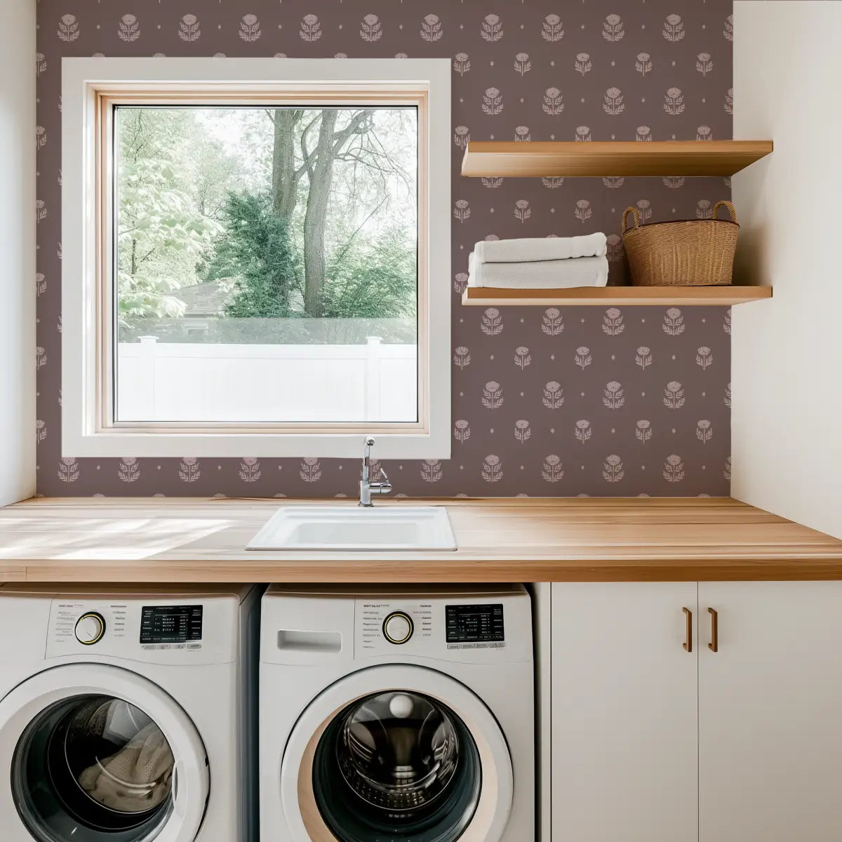 Delaney Wallpaper - Folk Flower Print - by Mackenzie Nelson - Loomwell Home Goods