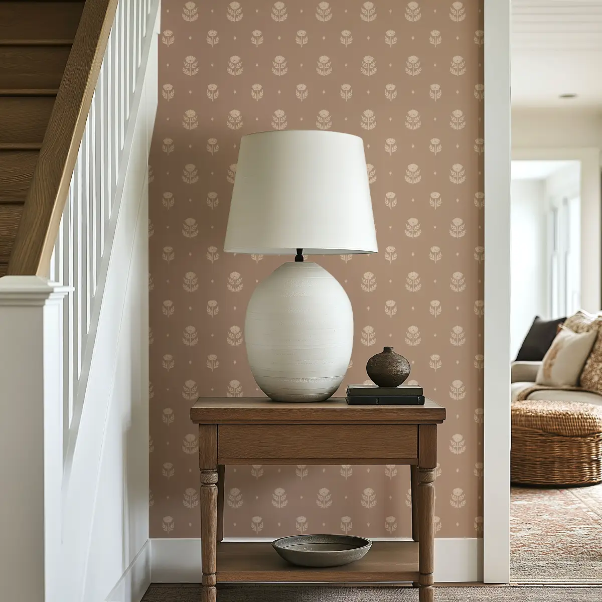 Delaney Wallpaper - Folk Flower Print - by Mackenzie Nelson - Loomwell Home Goods
