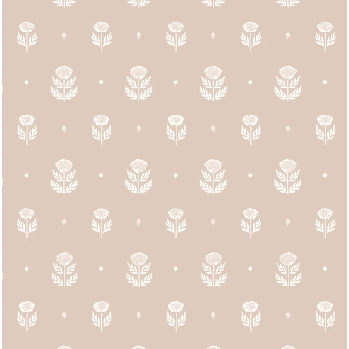 Delaney Wallpaper - Folk Flower Print - by Mackenzie Nelson - Sample 1 foot by 1 foot / Beige - Loomwell Home Goods