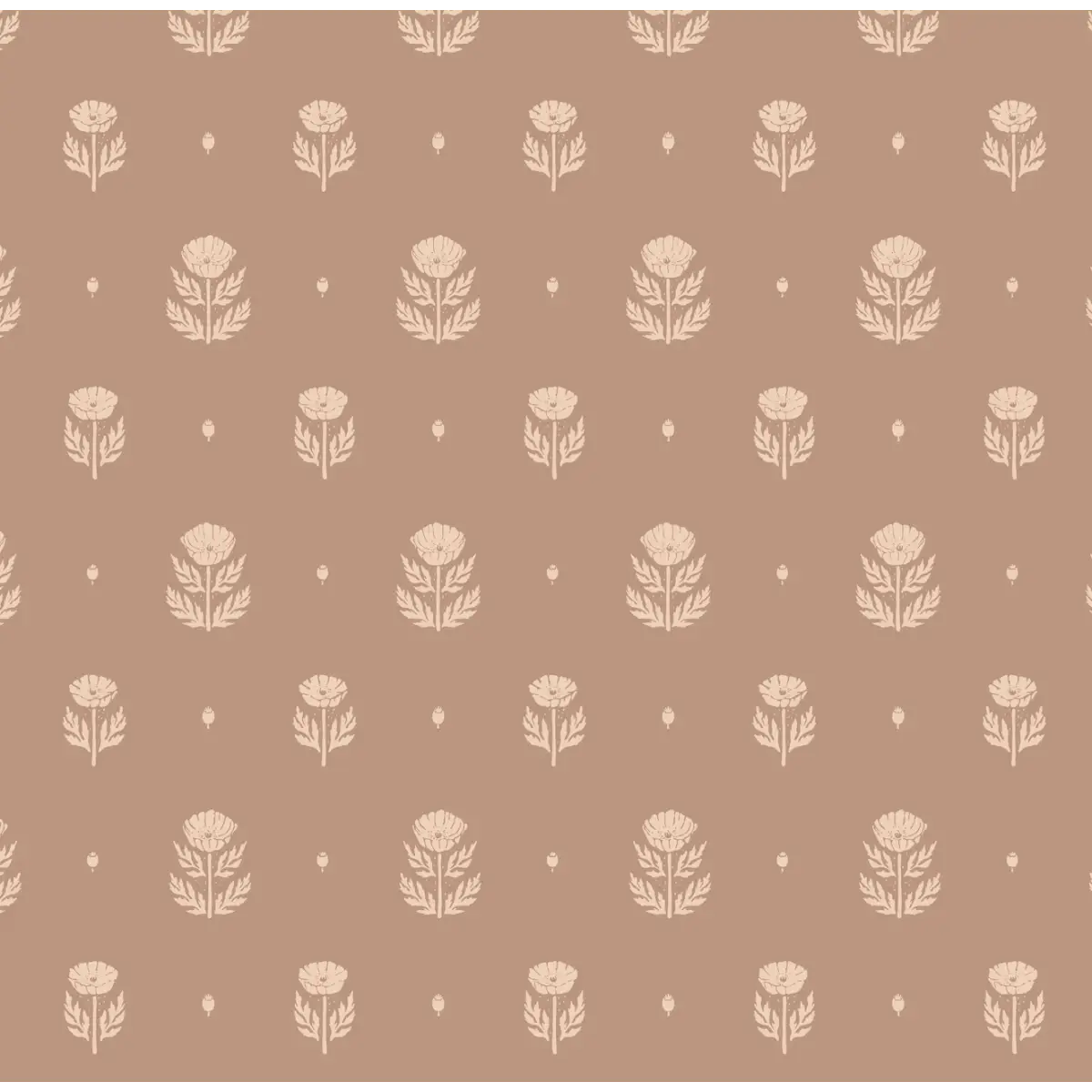 Delaney Wallpaper - Folk Flower Print - by Mackenzie Nelson - Sample 1 foot by 1 foot / Caramel - Loomwell Home Goods