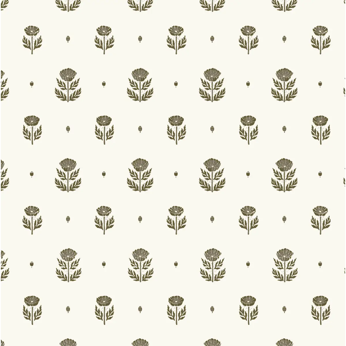 Delaney Wallpaper - Folk Flower Print - by Mackenzie Nelson - Sample 1 foot by 1 foot / Clove - Loomwell Home Goods