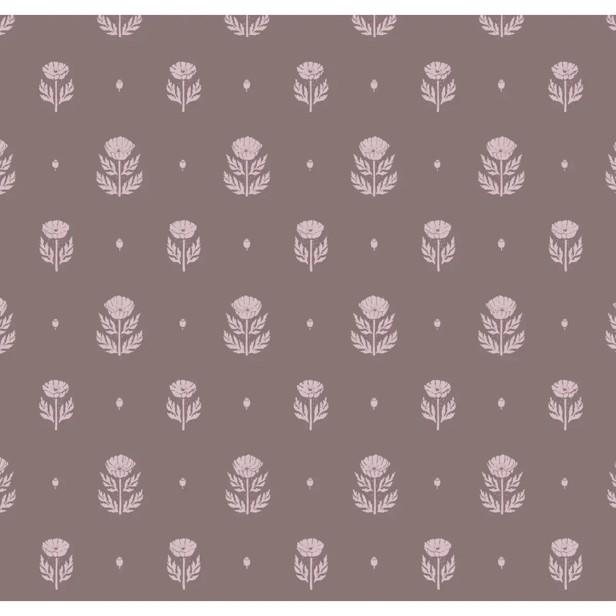 Delaney Wallpaper - Folk Flower Print - by Mackenzie Nelson - Sample 1 foot by 1 foot / Plum - Loomwell Home Goods