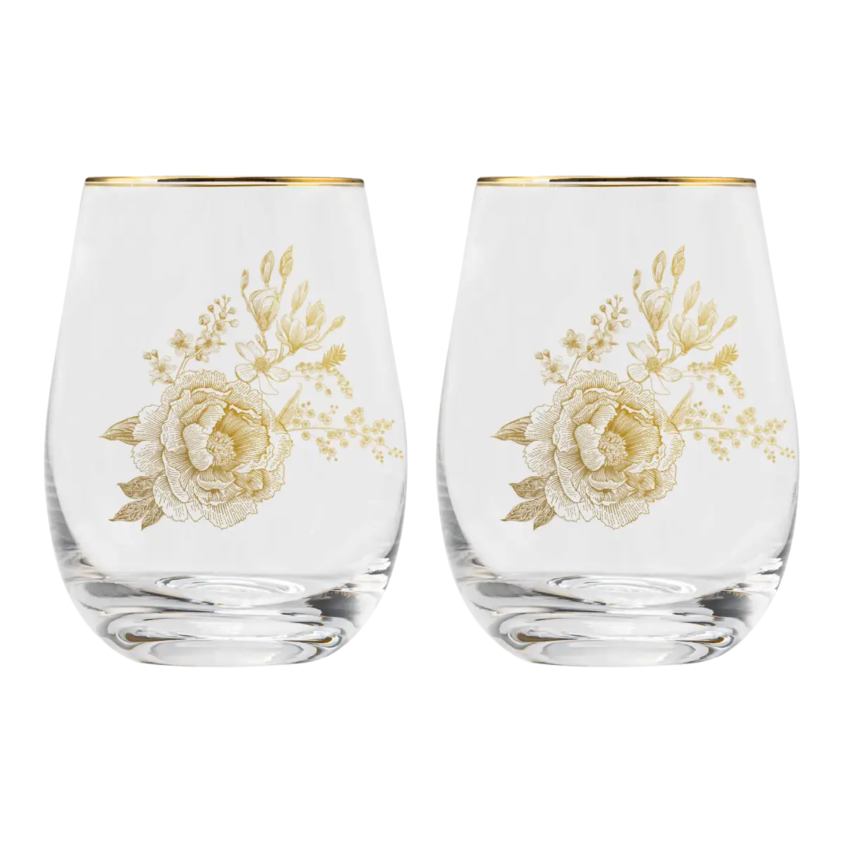 Delft Stemless Wine Glass - Boxed Set of 2 - Sweet Water Decor