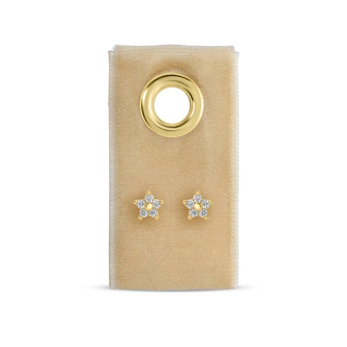 Flower CZ Stud Earrings on Velvet Tag - Splendid Iris