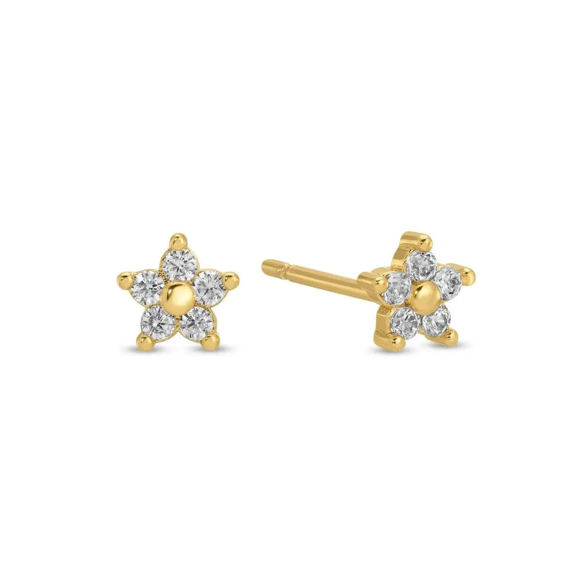 Flower CZ Stud Earrings on Velvet Tag - Splendid Iris
