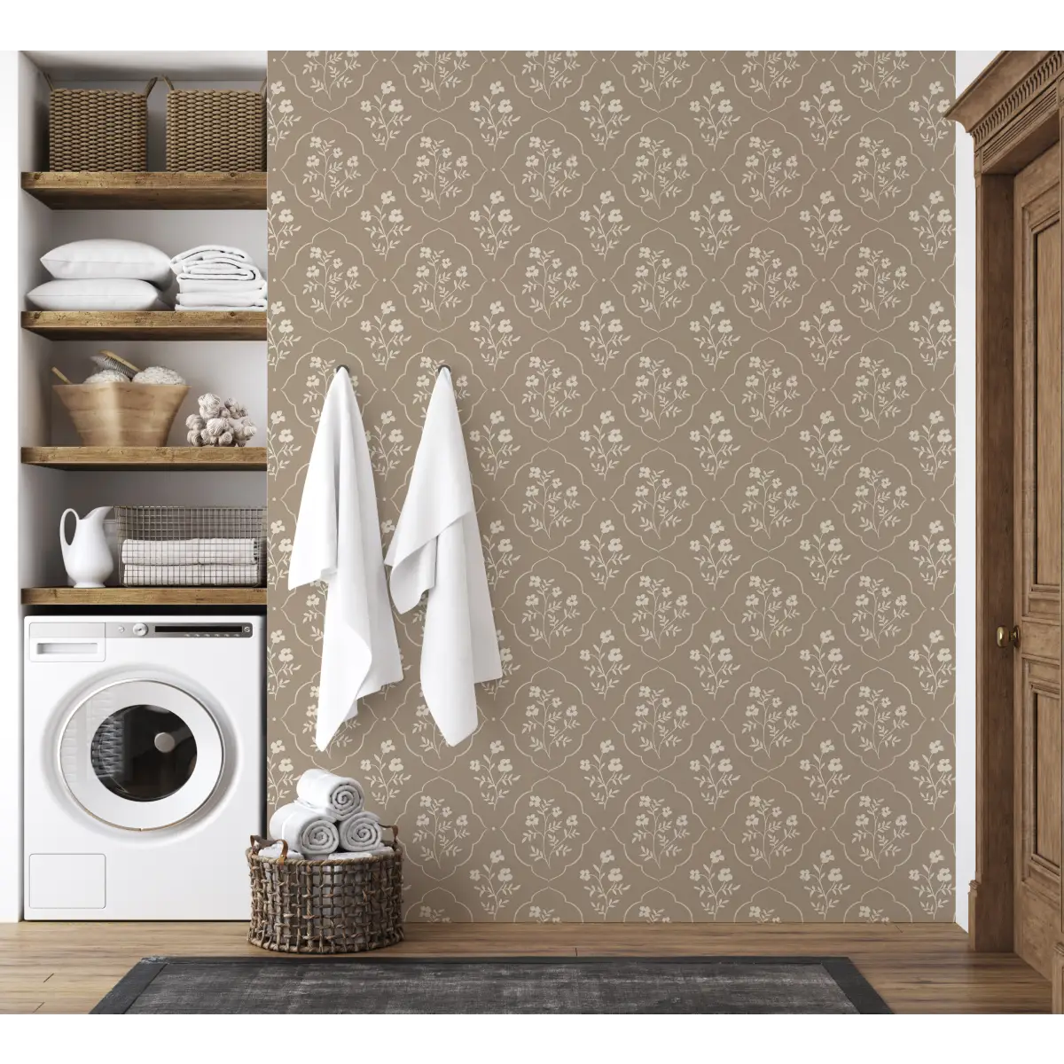 Della Wallpaper - Delicate Flower Medallion - by Daphne and Sage - Loomwell Home Goods