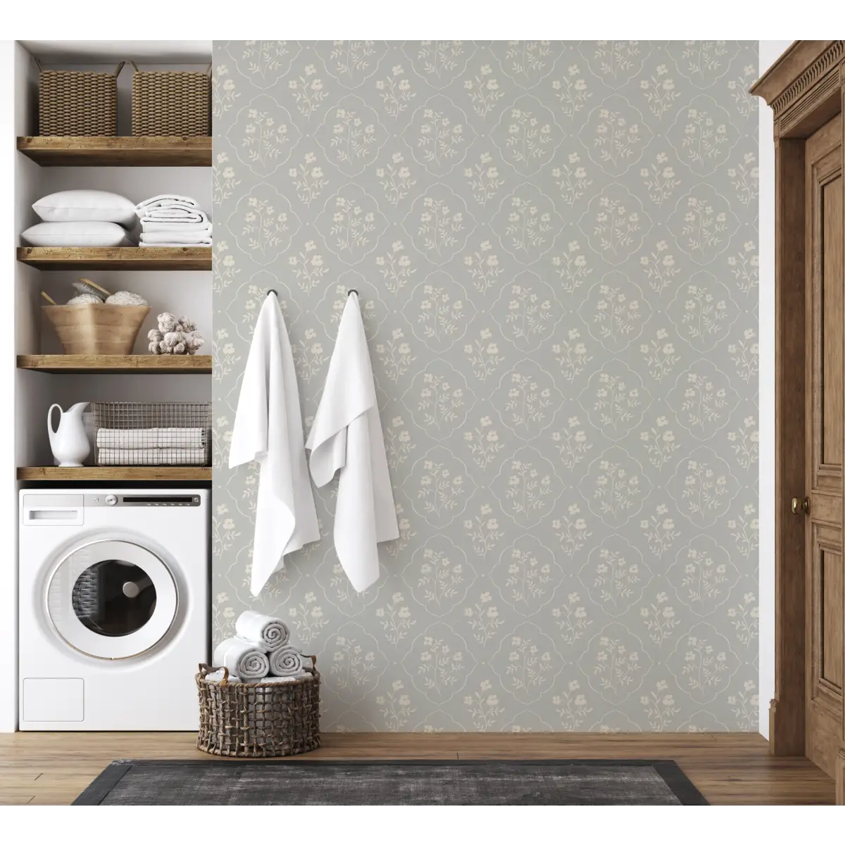 Della Wallpaper - Delicate Flower Medallion - by Daphne and Sage - Loomwell Home Goods