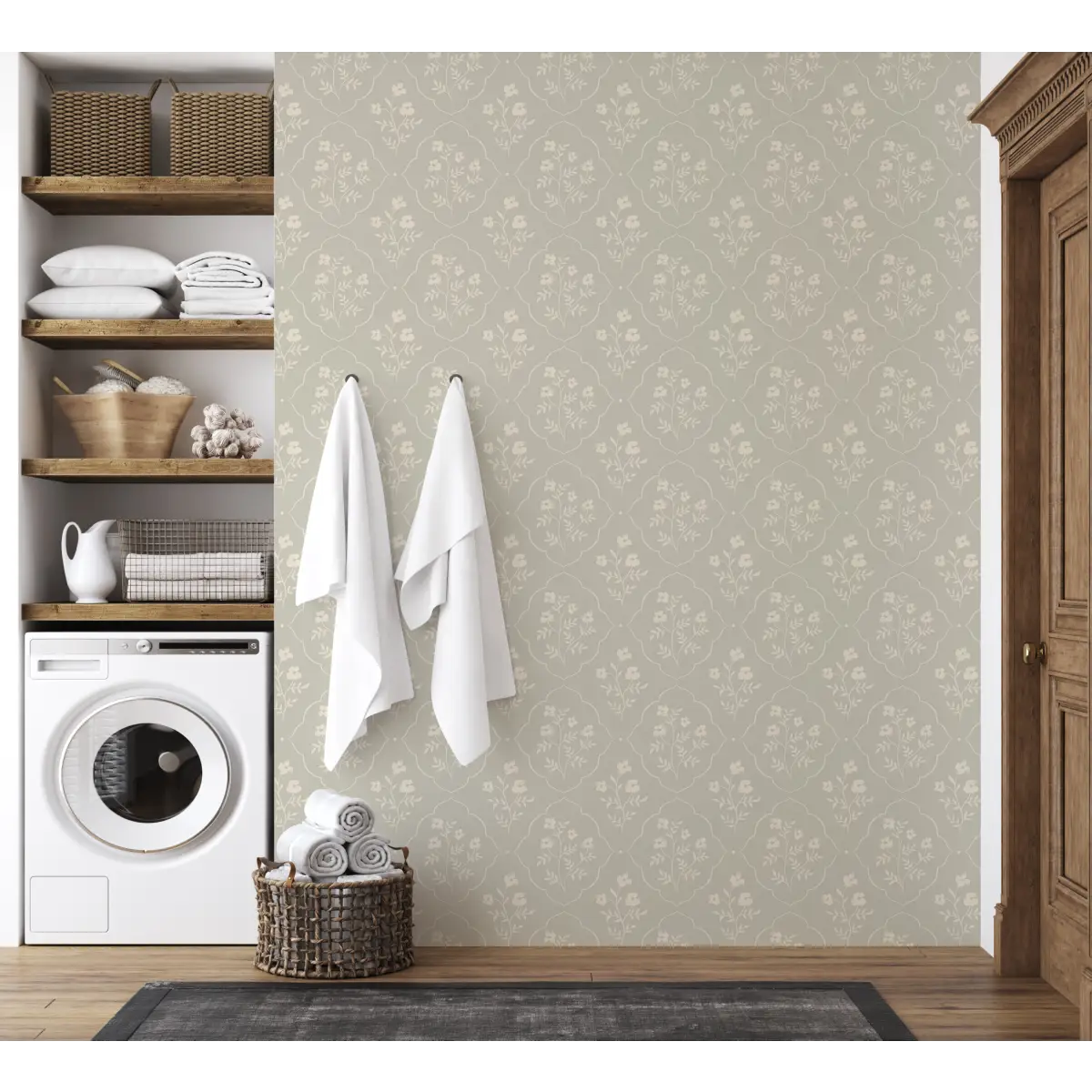 Della Wallpaper - Delicate Flower Medallion - by Daphne and Sage - Loomwell Home Goods