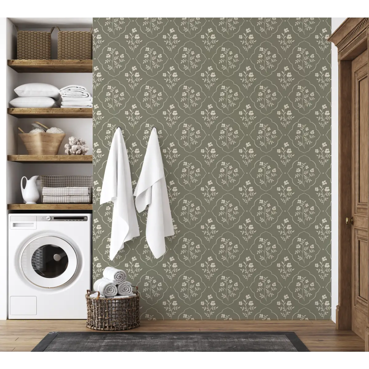 Della Wallpaper - Delicate Flower Medallion - by Daphne and Sage - Loomwell Home Goods