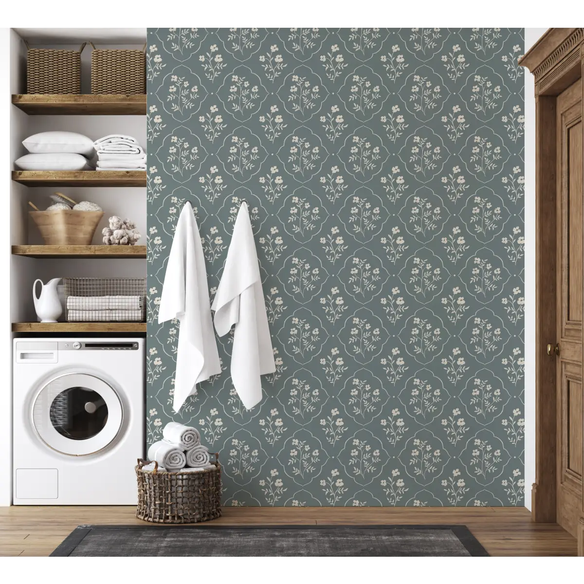 Della Wallpaper - Delicate Flower Medallion - by Daphne and Sage - Loomwell Home Goods