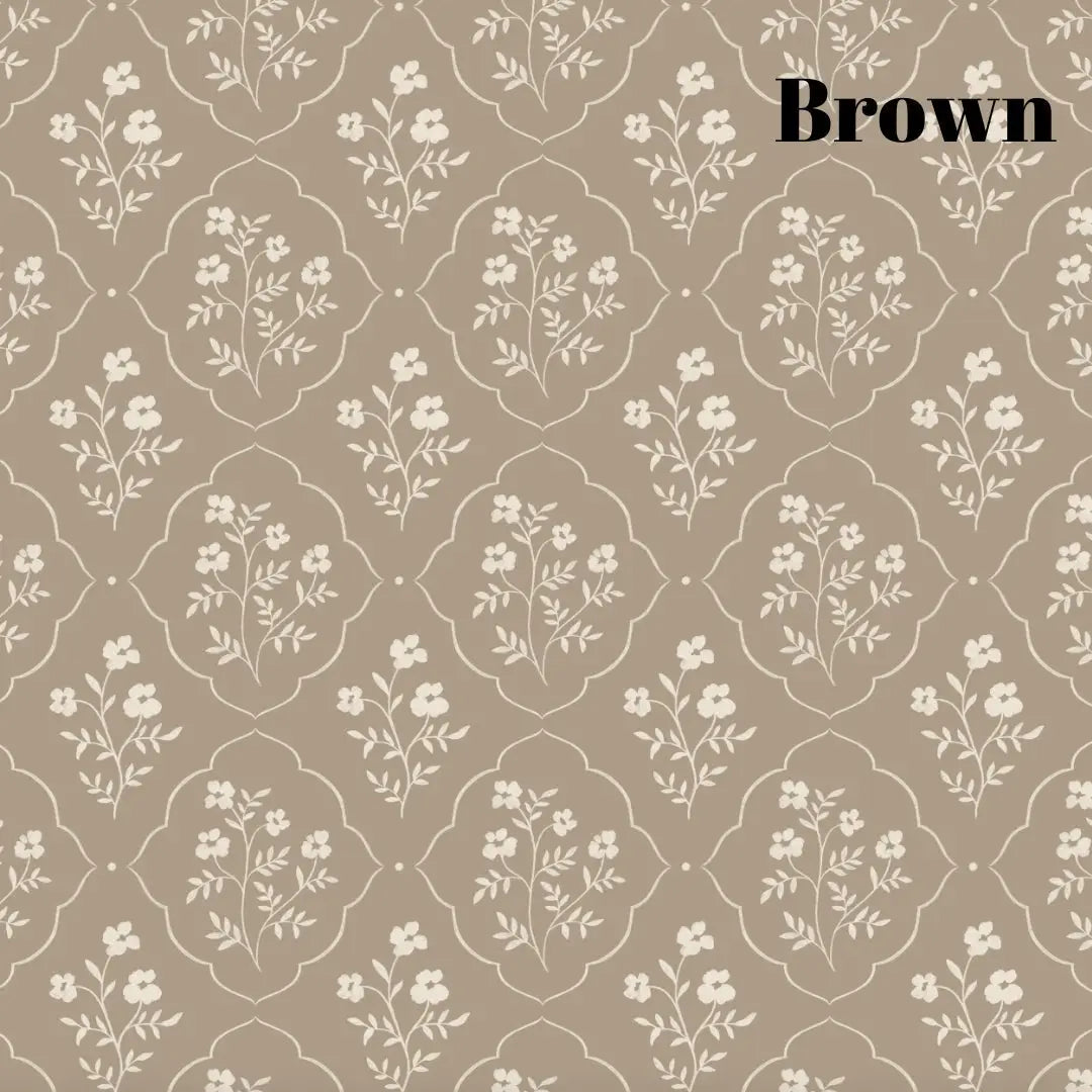 Della Wallpaper - Delicate Flower Medallion - by Daphne and Sage - Sample 1 foot by 1 foot / Brown - Loomwell Home Goods