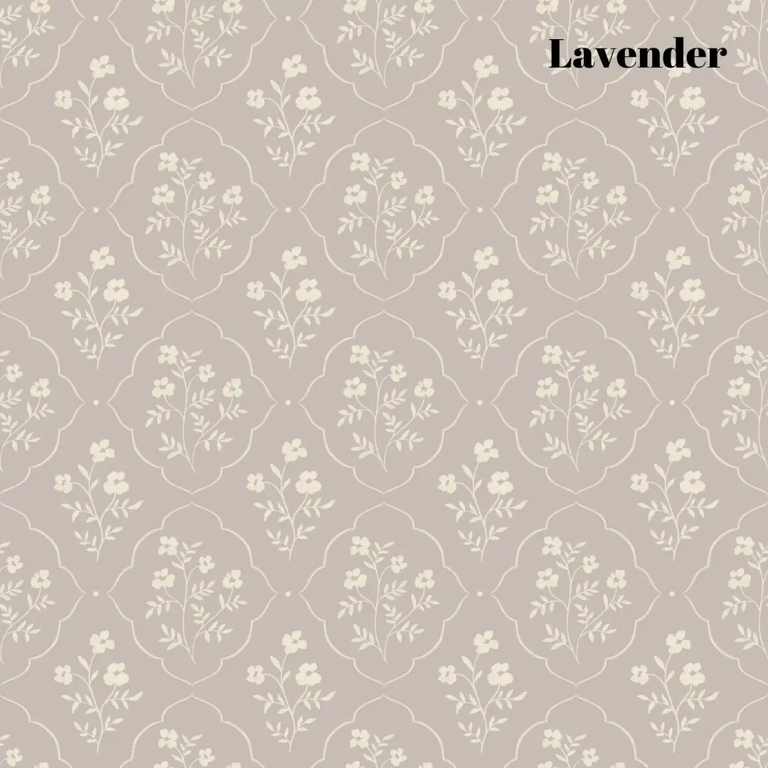 Della Wallpaper - Delicate Flower Medallion - by Daphne and Sage - Sample 1 foot by 1 foot / Lavender - Loomwell Home