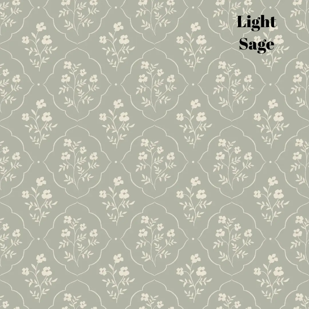 Della Wallpaper - Delicate Flower Medallion - by Daphne and Sage - Sample 1 foot by 1 foot / Light Sage - Loomwell Home