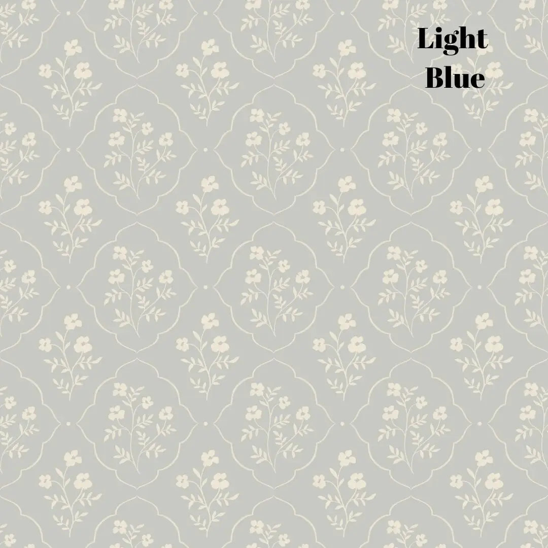 Della Wallpaper - Delicate Flower Medallion - by Daphne and Sage - Sample 1 foot by 1 foot / Light Blue - Loomwell Home