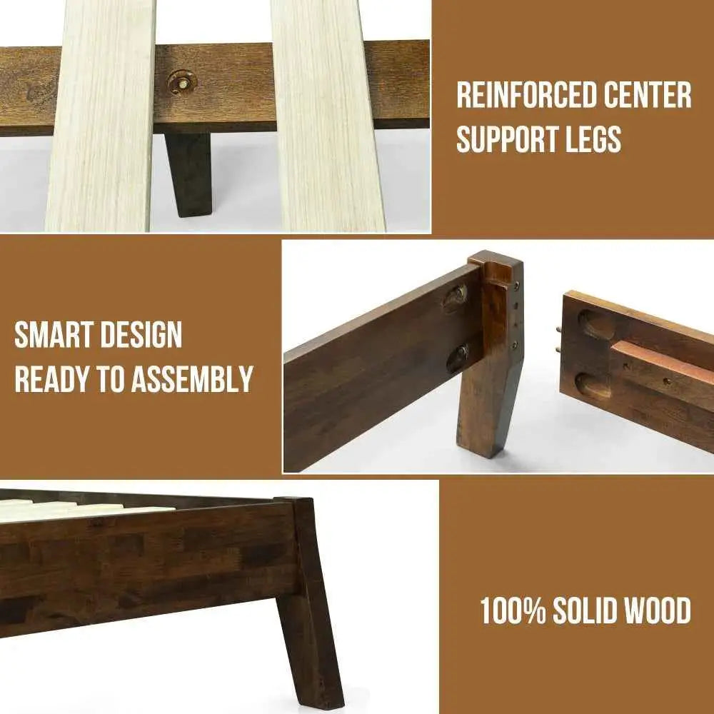 Deluxe Wood Platform Bed Frame - Acacia Serenity - Elegant and Durable Design - Megsu