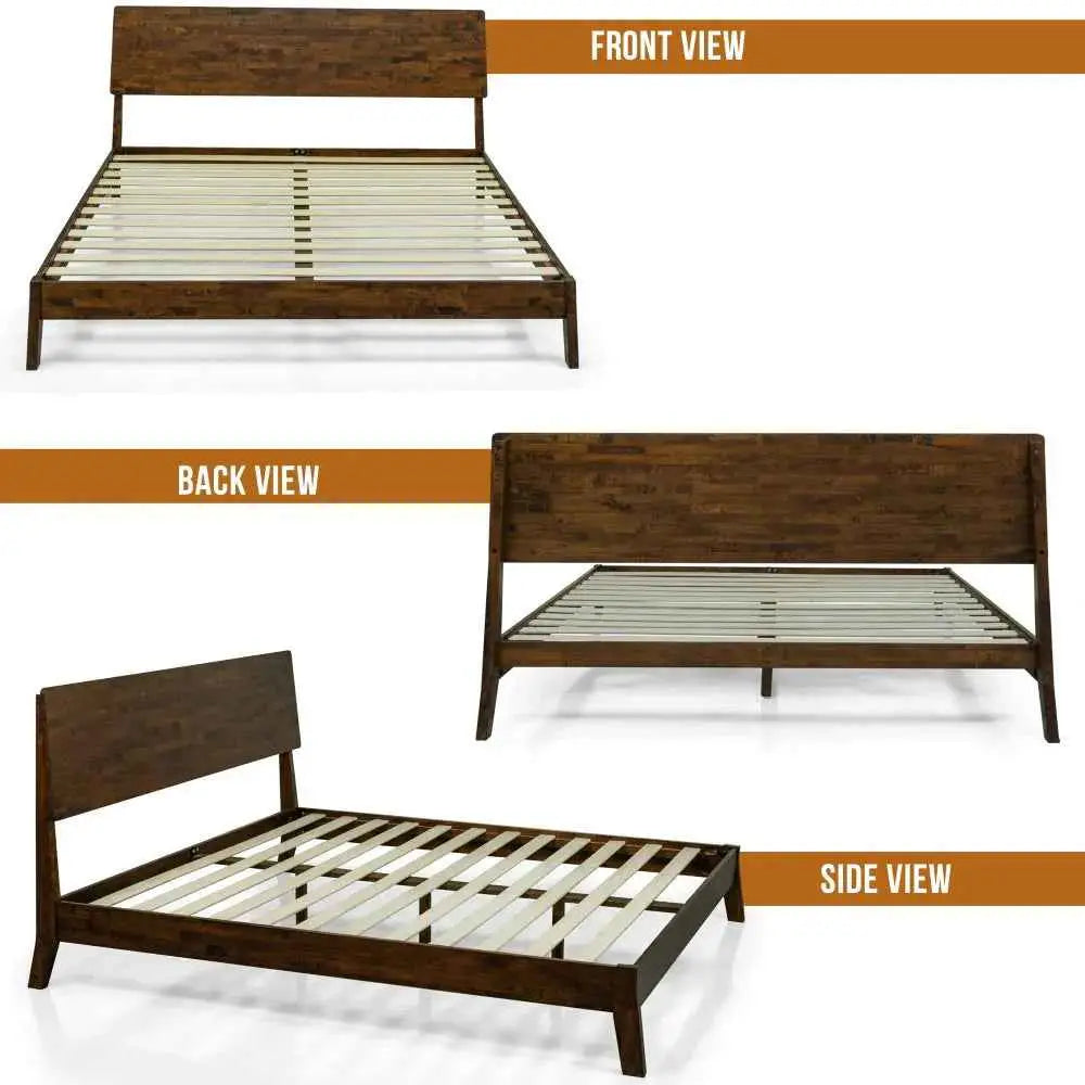 Deluxe Wood Platform Bed Frame - Acacia Serenity - Elegant and Durable Design - Megsu