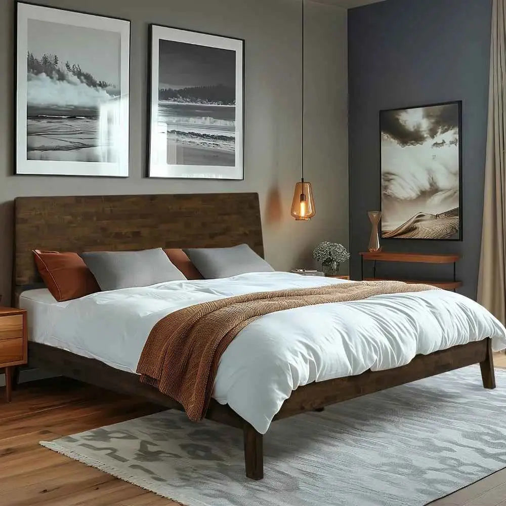 Deluxe Wood Platform Bed Frame - Acacia Serenity - Elegant and Durable Design - Megsu