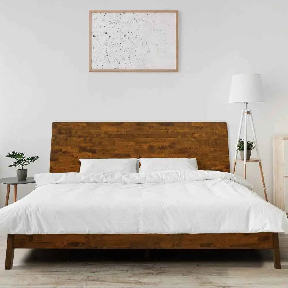 Deluxe Wood Platform Bed Frame - Acacia Serenity - Elegant and Durable Design - Caramel / King - Megsu