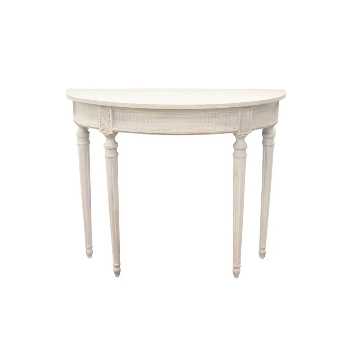 Demilune Hall Table - White Wash Wood - Ave Home